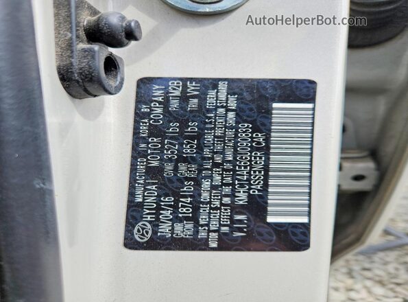 KMHCT4AE6GU090839 2016 HYUNDAI ACCENT Белый Вид подкапотного пространства