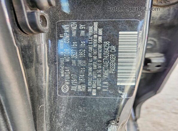 KMHCT4AE7HU364258 2017 HYUNDAI ACCENT Угольный Вид наклейки с VIN-кодом