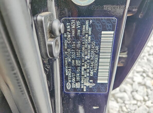 KMHCT4AE7HU381450 2017 HYUNDAI ACCENT Black Շարժիչի բաժամունքի տեսք