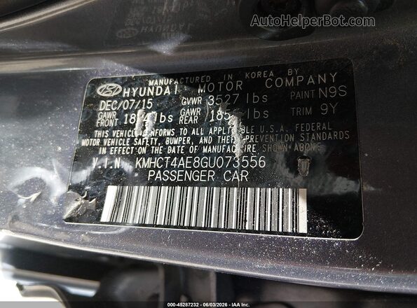 KMHCT4AE8GU073556 2016 HYUNDAI ACCENT Gray Вид підкапотного простору