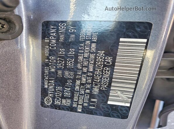 KMHCT4AE8HU269594 2017 HYUNDAI ACCENT Silver Вид наклейки з VIN-кодом