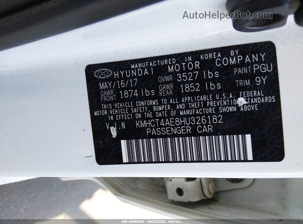 KMHCT4AE8HU326182 2017 HYUNDAI ACCENT White Вид підкапотного простору