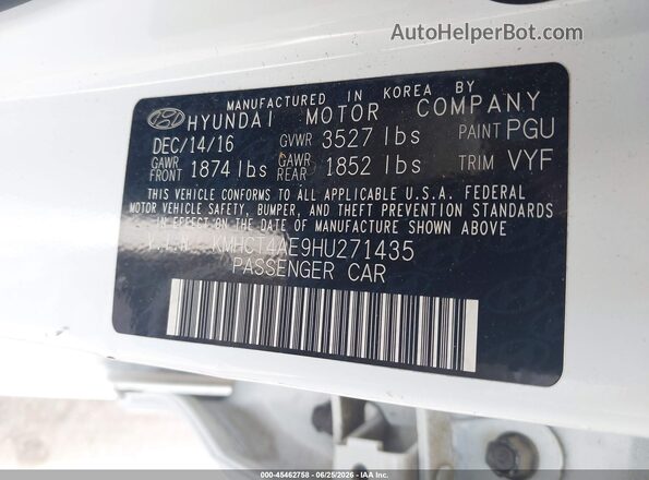 KMHCT4AE9HU271435 2017 HYUNDAI ACCENT White Вид підкапотного простору