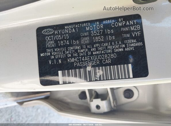 KMHCT4AEXGU028280 2016 HYUNDAI ACCENT Silver ძრავის განყოფილების ხედი