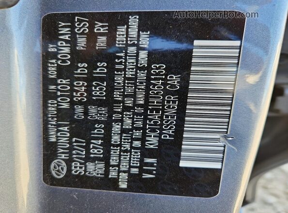 KMHCT5AE1HU364133 2017 HYUNDAI ACCENT Gray 