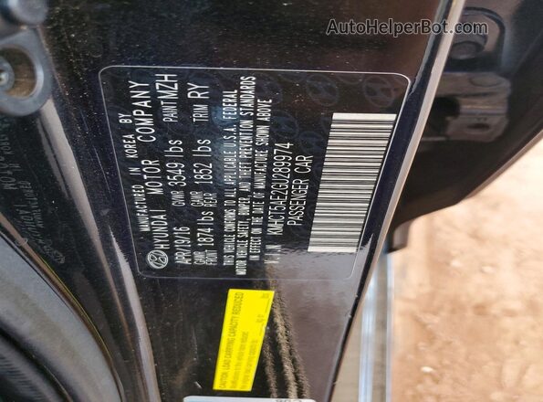 KMHCT5AE2GU289974 2016 HYUNDAI ACCENT Black VIN կոդի պիտակի տեսք