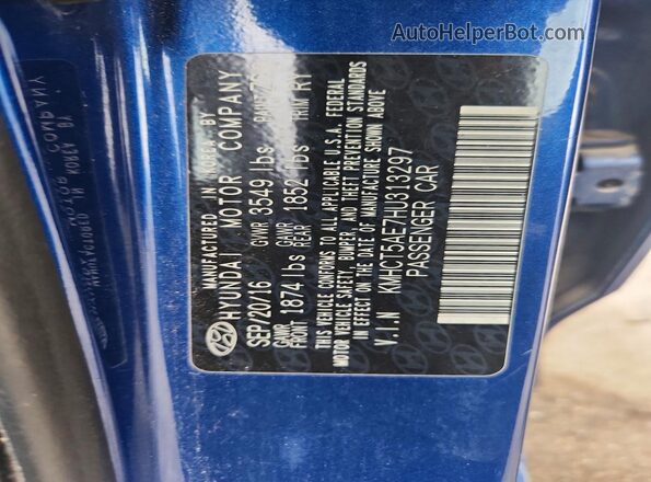 KMHCT5AE7HU313297 2017 HYUNDAI ACCENT Blue Widok naklejki z numerem VIN