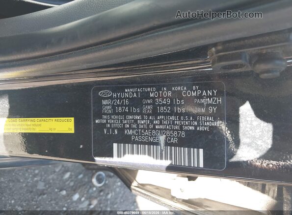 KMHCT5AE8GU285878 2016 HYUNDAI ACCENT Black 