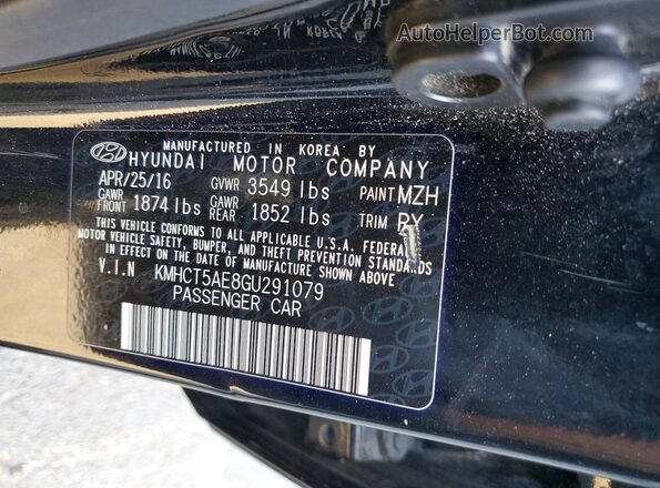 KMHCT5AE8GU291079 2016 HYUNDAI ACCENT Black 