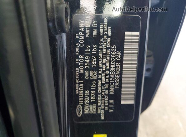 KMHCT5AE8HU326625 2017 HYUNDAI ACCENT Black 