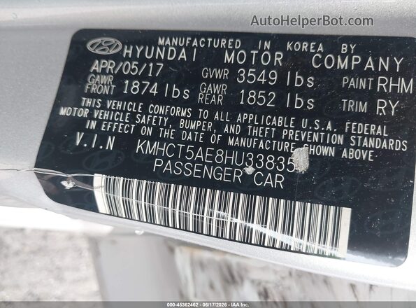 KMHCT5AE8HU338354 2017 HYUNDAI ACCENT Silver Vista del compartimento del motor