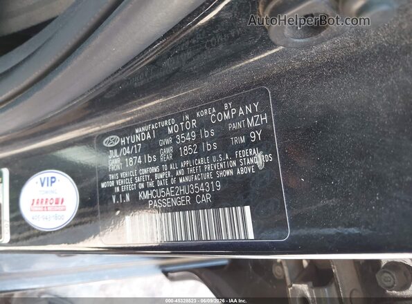 KMHCU5AE2HU354319 2017 HYUNDAI ACCENT Black Vista del compartimento del motor