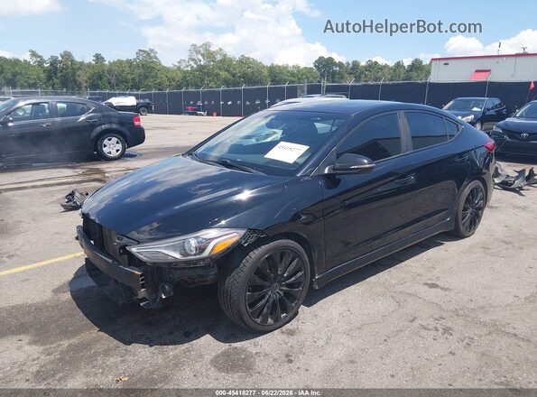 KMHD04LB3JU557349 2018 HYUNDAI ELANTRA Black Առջևի ձախ երեք քառորդ տեսարան