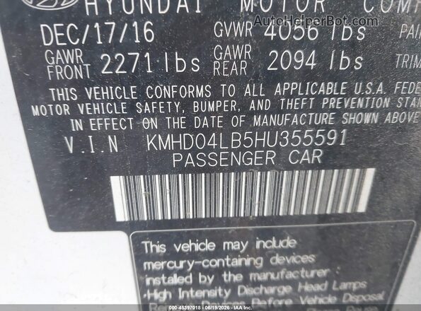KMHD04LB5HU355591 2017 HYUNDAI ELANTRA White Շարժիչի բաժամունքի տեսք
