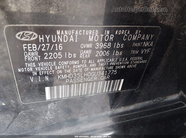 KMHD35LH0GU341775 2016 HYUNDAI ELANTRA GT Black Вид підкапотного простору