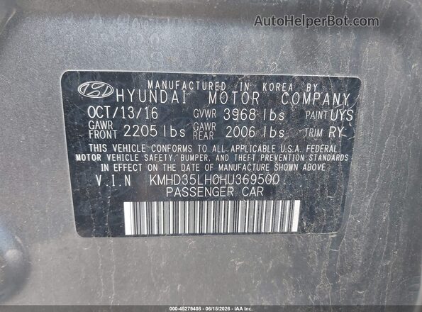 KMHD35LH0HU369500 2017 HYUNDAI ELANTRA GT Gray Вид підкапотного простору