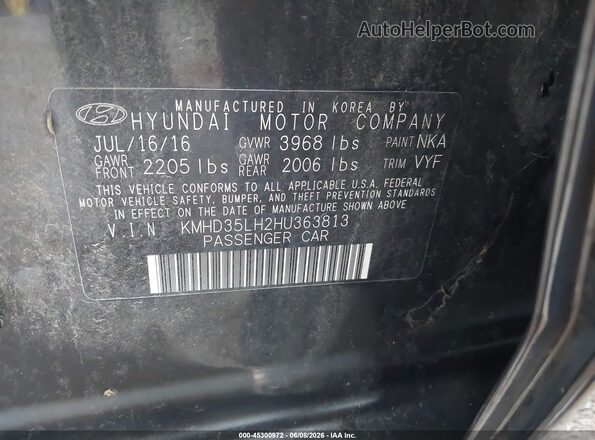 KMHD35LH2HU363813 2017 HYUNDAI ELANTRA GT Black Widok komory silnika