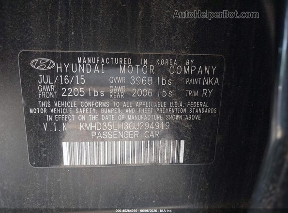 KMHD35LH3GU294919 2016 HYUNDAI ELANTRA GT Black 
