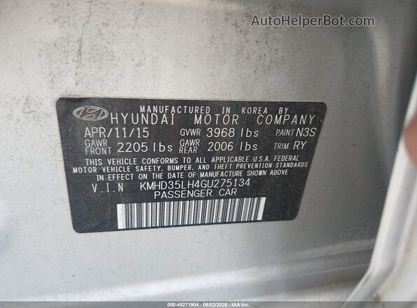 KMHD35LH4GU275134 2016 HYUNDAI ELANTRA GT Silver Widok komory silnika