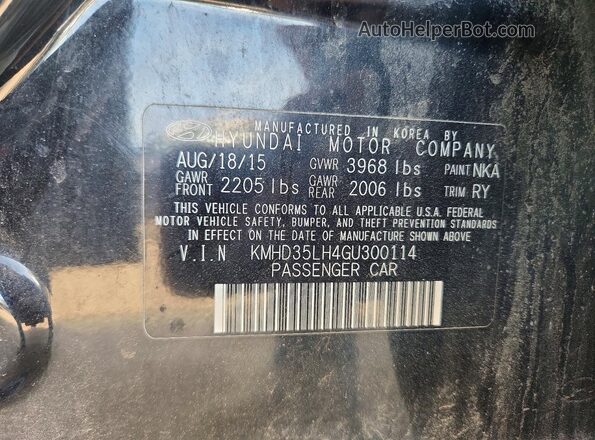 KMHD35LH4GU300114 2016 HYUNDAI ELANTRA Black 
