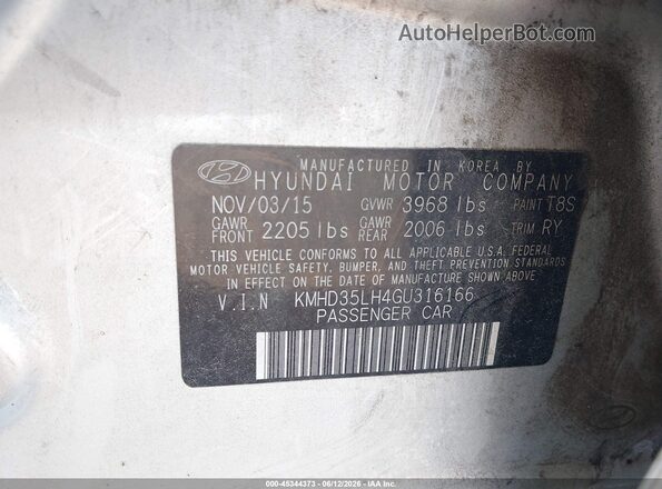 KMHD35LH4GU316166 2016 HYUNDAI ELANTRA GT Silver Widok komory silnika