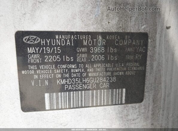 KMHD35LH6GU284238 2016 HYUNDAI ELANTRA GT White 