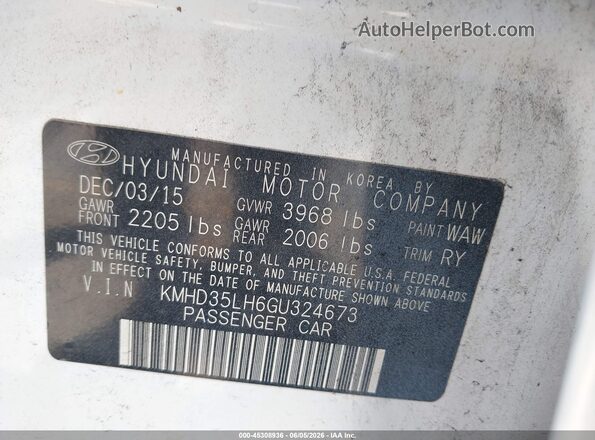 KMHD35LH6GU324673 2016 HYUNDAI ELANTRA GT White Vista del compartimento del motor