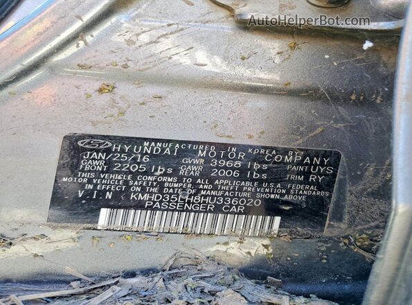 KMHD35LH8HU336020 2017 HYUNDAI ELANTRA Серый Вид подкапотного пространства