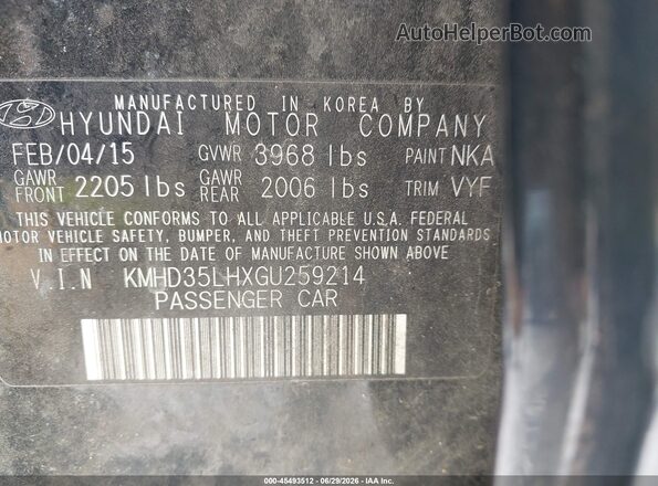 KMHD35LHXGU259214 2016 HYUNDAI ELANTRA GT Black Engine compartment view