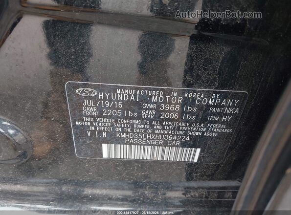 KMHD35LHXHU364224 2017 HYUNDAI ELANTRA GT Black Engine compartment view