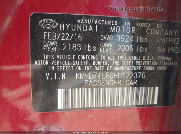 KMHD74LF0HU122376 2017 HYUNDAI ELANTRA White Շարժիչի բաժամունքի տեսք