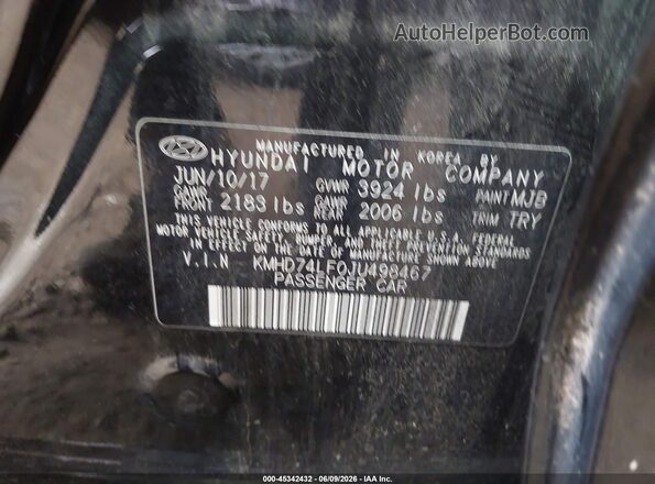 KMHD74LF0JU498467 2018 HYUNDAI ELANTRA Black Vista del compartimento del motor