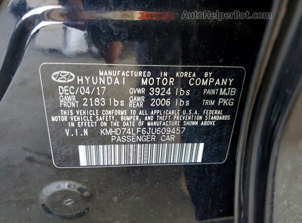 KMHD74LF6JU609457 2018 HYUNDAI ELANTRA Black Engine compartment view