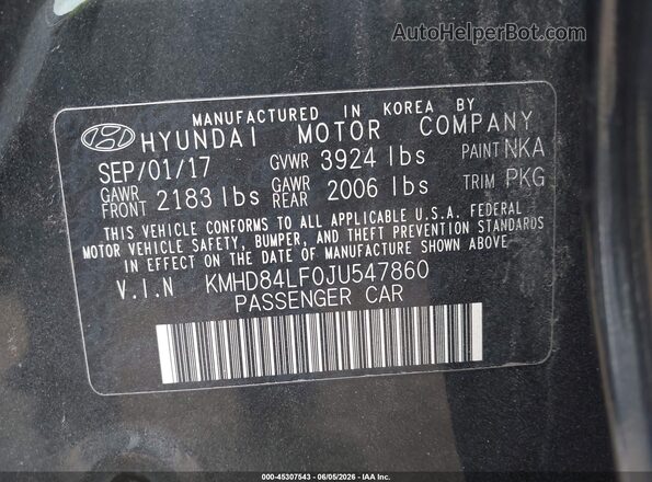 KMHD84LF0JU547860 2018 HYUNDAI ELANTRA Black Widok komory silnika