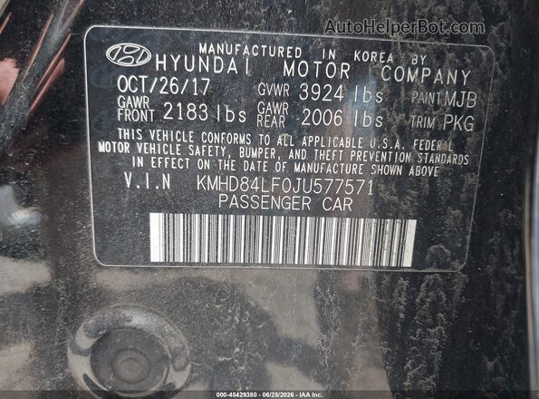 KMHD84LF0JU577571 2018 HYUNDAI ELANTRA Black Vista del compartimento del motor
