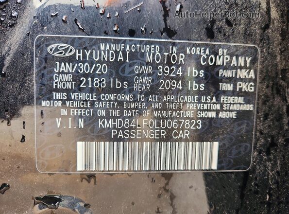 KMHD84LF0LU067823 2020 HYUNDAI ELANTRA Black 