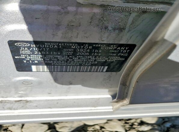 KMHD84LF2JU522328 2018 HYUNDAI ELANTRA Silver Շարժիչի բաժամունքի տեսք