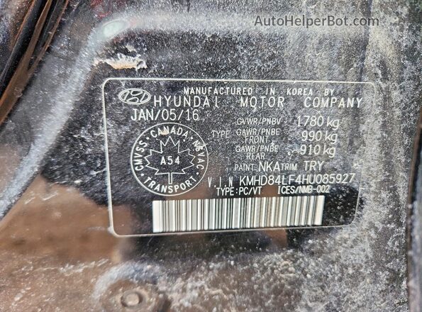 KMHD84LF4HU085927 2017 HYUNDAI ELANTRA Black 