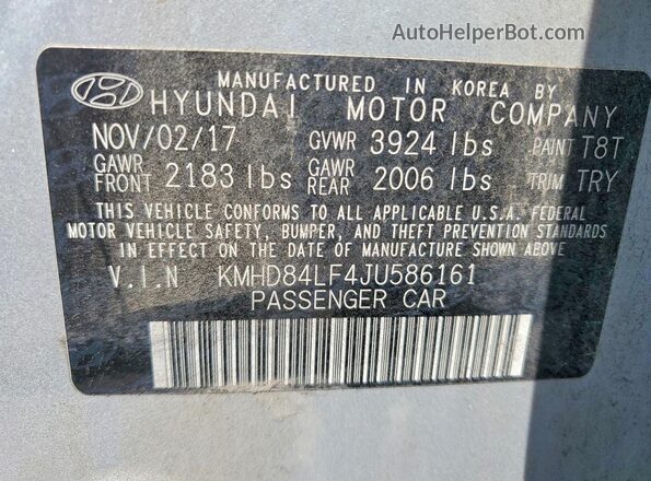 KMHD84LF4JU586161 2018 HYUNDAI ELANTRA Серебряный Вид подкапотного пространства