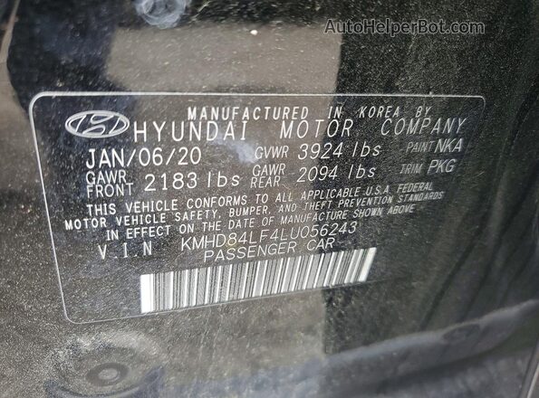 KMHD84LF4LU056243 2020 HYUNDAI ELANTRA Black Вид підкапотного простору