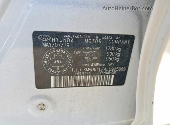 KMHD84LF4LU925889 2020 HYUNDAI ELANTRA White 