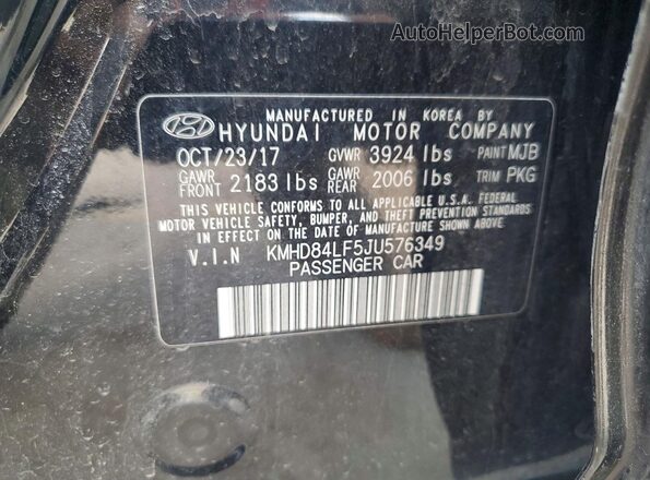 KMHD84LF5JU576349 2018 HYUNDAI ELANTRA Black Շարժիչի բաժամունքի տեսք