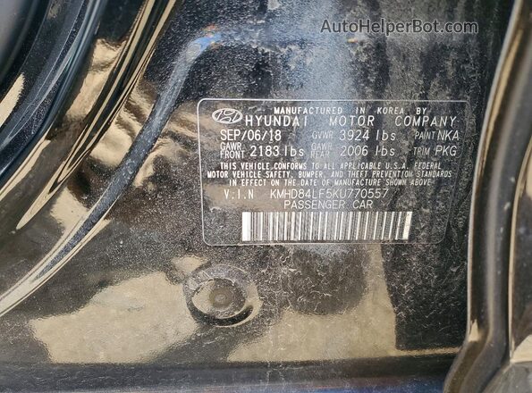 KMHD84LF5KU770557 2019 HYUNDAI ELANTRA Black Շարժիչի բաժամունքի տեսք