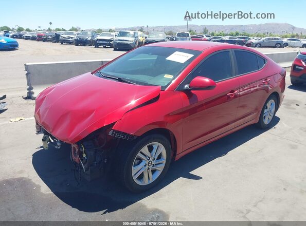 KMHD84LF5KU799508 2019 HYUNDAI ELANTRA Red წინა მარცხენა ხედი სამი მეოთხედიდან