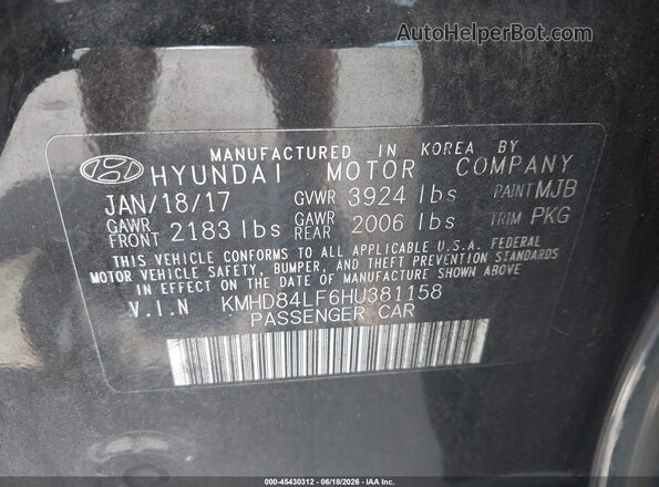 KMHD84LF6HU381158 2017 HYUNDAI ELANTRA Black 
