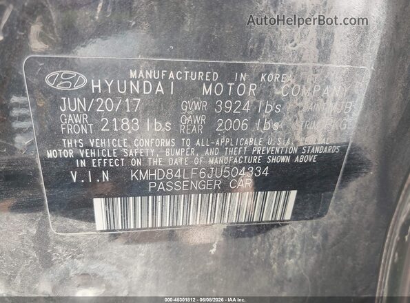 KMHD84LF6JU504334 2018 HYUNDAI ELANTRA Black Widok komory silnika