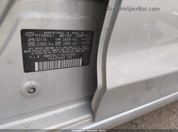 KMHD84LF7HU182880 2017 HYUNDAI ELANTRA Silver Engine compartment view