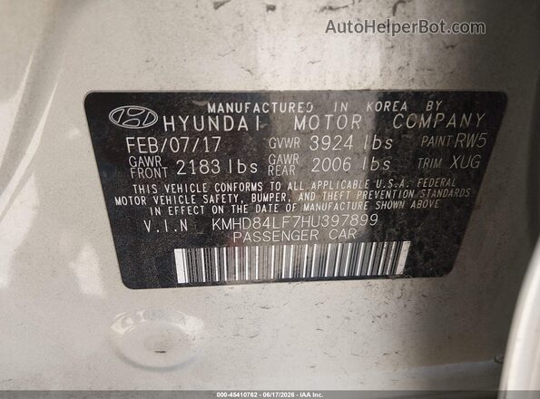KMHD84LF7HU397899 2017 HYUNDAI ELANTRA Champagne Вид подкапотного пространства