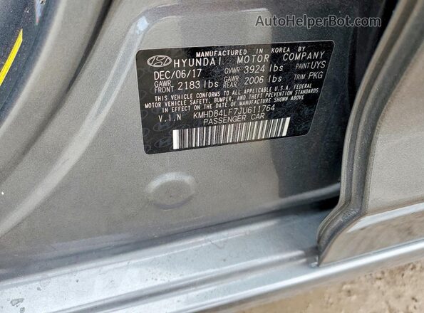 KMHD84LF7JU611764 2018 HYUNDAI ELANTRA Gray 