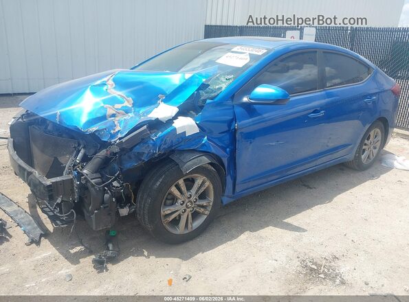 KMHD84LF8HU253195 2017 HYUNDAI ELANTRA Blue წინა მარცხენა ხედი სამი მეოთხედიდან